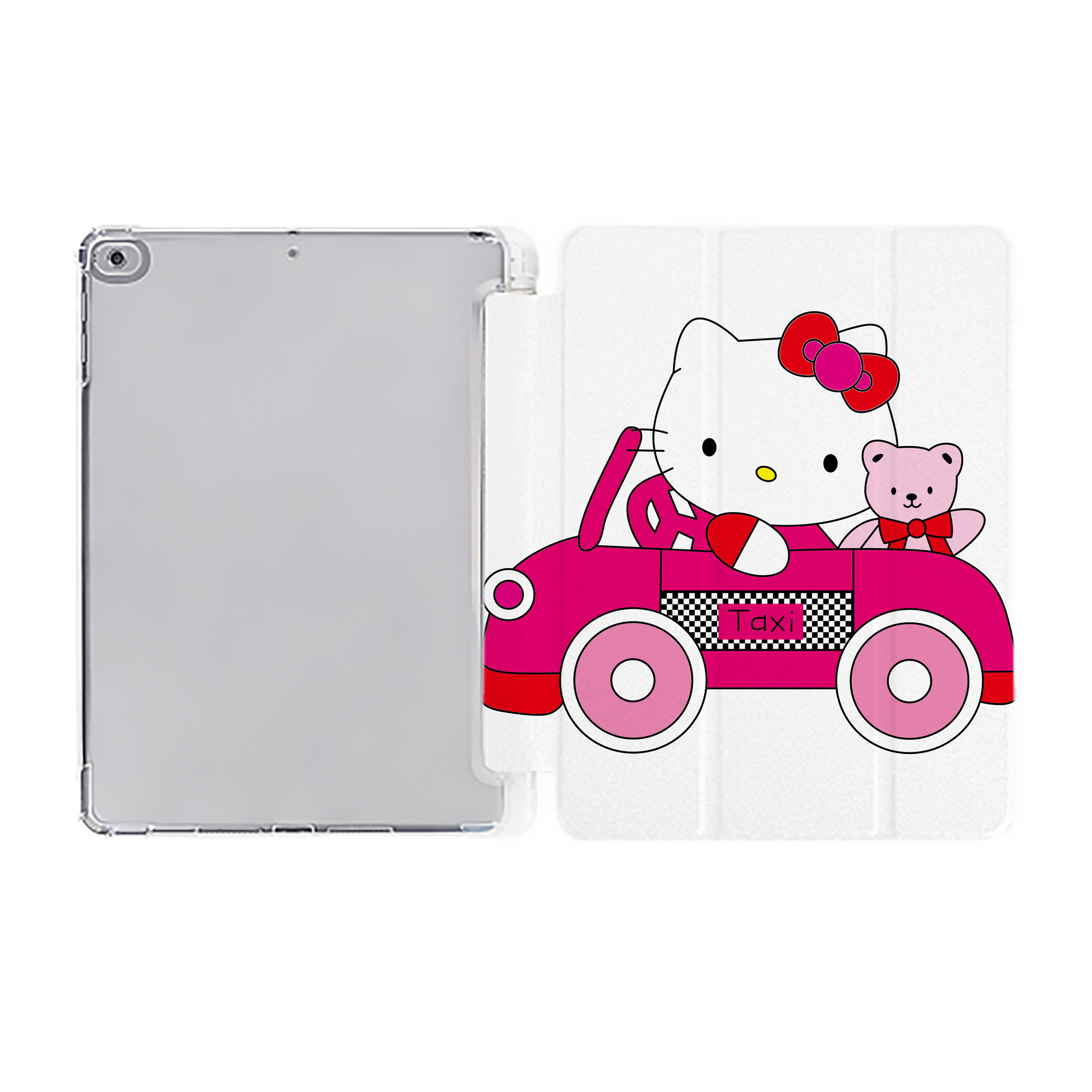 （画像用） Hello Kitty ハローキティ IPad ケース ペン収納付き 三つ折りスタンド PUレザー×シリコン 対応機種9.5/10.5/10.9インチ